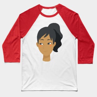Asian woman black ponytail avatar Baseball T-Shirt